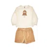 Il Gufo Cotton And Teddy Fabric Two-piece Set Kids In White