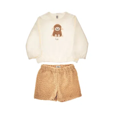 Il Gufo Cotton And Teddy Fabric Two-piece Set Kids In White