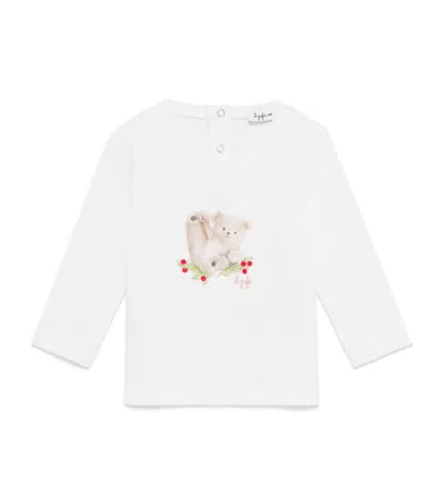 Il Gufo Kids' Cotton Bear Long-sleeve T-shirt In White