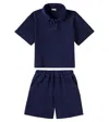 Il Gufo Cotton-blend Polo Shirt And Shorts Set In Blue