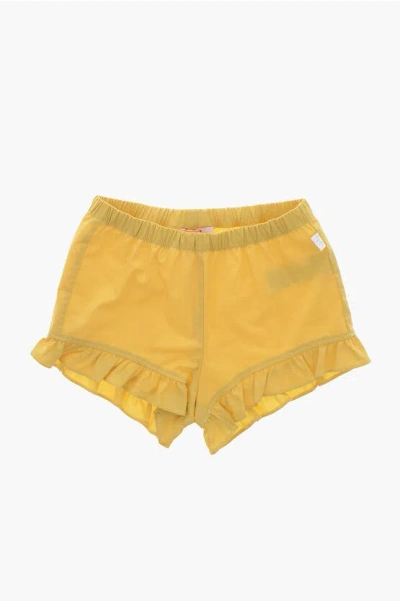 Il Gufo Cotton-blend Shorts With Ruffle Hem In Yellow