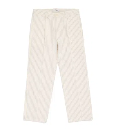 Il Gufo Kids' Cotton-blend Striped Tailored Trousers In White