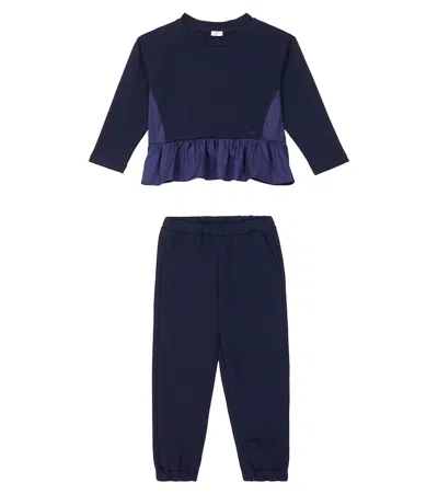 Il Gufo Kids' Cotton-blend Sweatshirt And Sweatpants Set In Blue