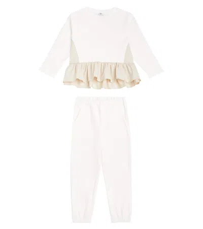 Il Gufo Kids' Cotton-blend Sweatshirt And Sweatpants Set In Milk/beige