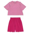 Il Gufo Cotton-blend T-shirt And Shorts Set In Fuchsia