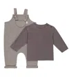 Il Gufo Cotton-blend Top And Dungarees Set In Caco/cacao