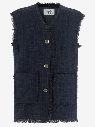 Il Gufo Kids' Cotton Blend Vest In Blau