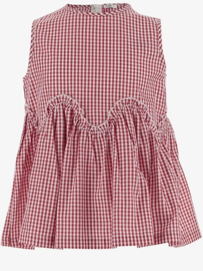 Il Gufo Kids' Cotton Blouse With Vichy Print In Red