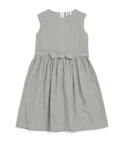 Il Gufo Cotton Seersucker Dress With Bow Kids In Gray