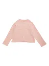 Il Gufo Pink Crewneck Cardigan In Cotton Girl In Pink