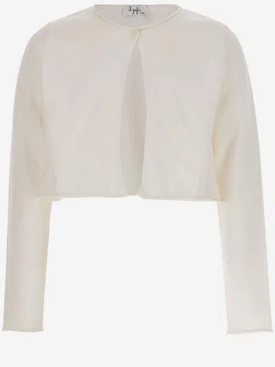 Il Gufo Cotton Cropped Cardigan In Neutral