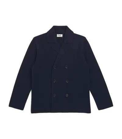 Il Gufo Kids' Cotton Double-breasted Cardigan In Blue