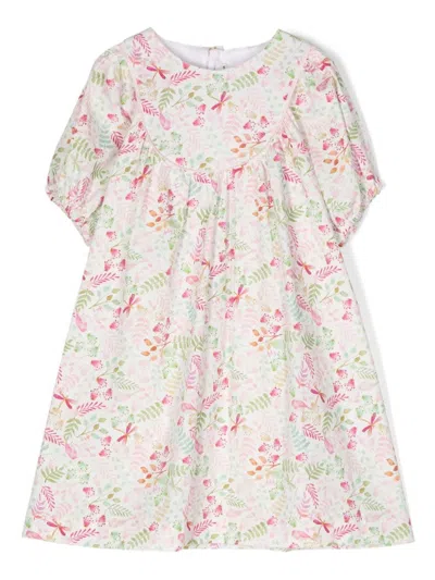 Il Gufo Kids' Cotton Dress With Pink Floral Print