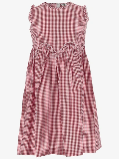 Il Gufo Kids' Cotton Dress With Vichy Print In Red