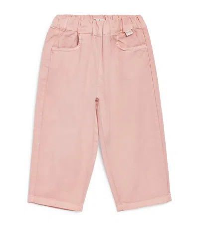 Il Gufo Kids' Cotton Elasticated Trousers In Pink