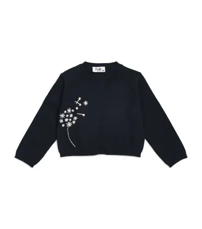 Il Gufo Kids' Cotton Embroidered Cardigan In Blue