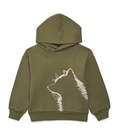 Il Gufo Kids' Cotton Embroidered-detail Hoodie In Green