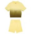 Il Gufo Cotton Fleece Top And Shorts Set In Pulcino/verde Oliva