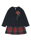 Il Gufo Cotton-fleece Tartan Set In Blue