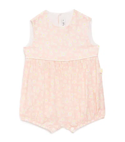Il Gufo Kids' Cotton Floral Print Bodysuit In Pink