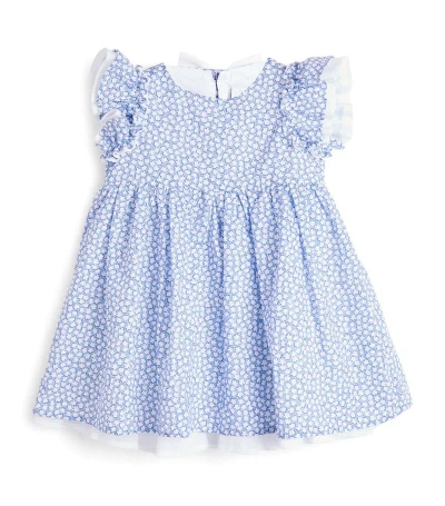 Il Gufo Kids' Cotton Floral Print Dress (2-3 Years) In Blue