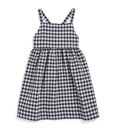 Il Gufo Kids' Cotton Gingham Print Dress In Blue