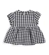 Il Gufo Cotton Gingham Print Dress In Blue