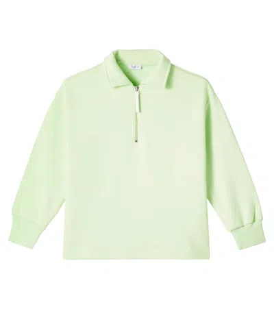 Il Gufo Kids' Cotton Half-zip Sweater In Green
