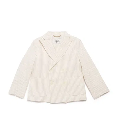 Il Gufo Kids' Cotton-hemp Pinstripe Blazer In White