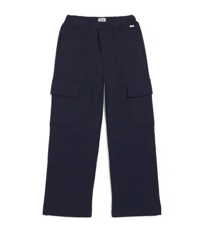 Il Gufo Kids' Cotton Jersey Cargo Sweatpants In Blue