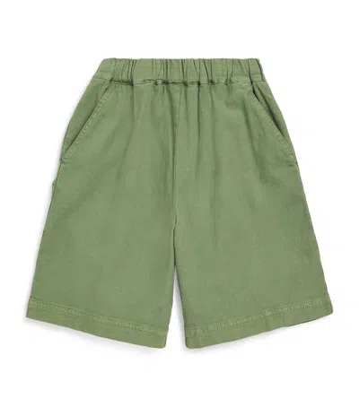 Il Gufo Kids' Cotton-linen Bermuda Shorts In Green