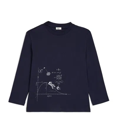 Il Gufo Kids' Cotton Long-sleeve T-shirt In Blue