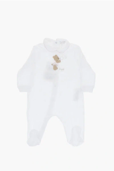 Il Gufo Cotton Romper Suit With Teddy Bear Embroidery In White