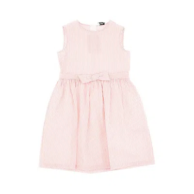 Il Gufo Cotton Seersucker Dress With Bow Kids In Pink