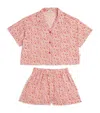 Il Gufo Floral Cotton Shirt And Shorts Set In Orange