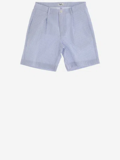 Il Gufo Kids' Cotton Short Pants With Striped Pattern In Clear Blue