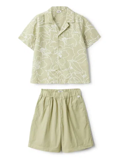 Il Gufo Kids' Cotton Short Set In Green