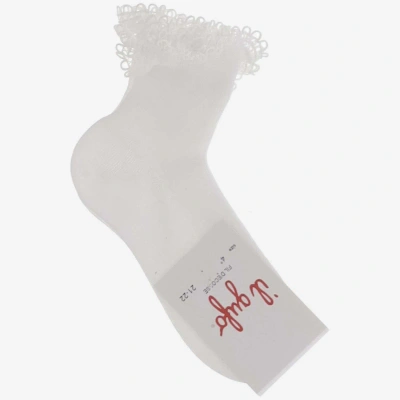 Il Gufo Kids' Cotton Socks With Lace Ruffles In White