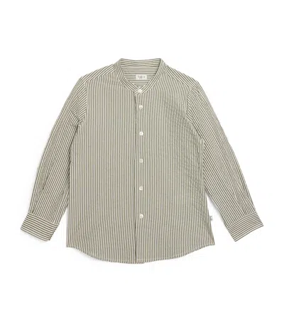 Il Gufo Kids' Cotton Striped Shirt In Green