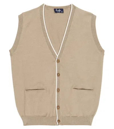 Il Gufo Kids' Cotton Sweater Vest In Sabbia Latte