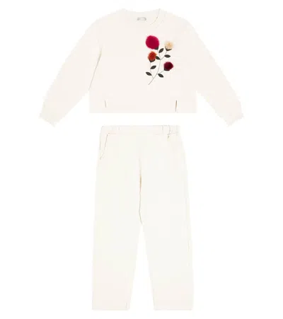 Il Gufo Kids' Cotton Sweatshirt And Sweatpants Set In White