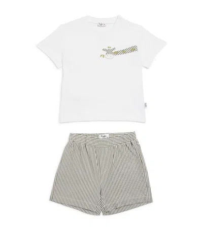 Il Gufo Kids' Cotton T-shirt And Shorts Set In Green