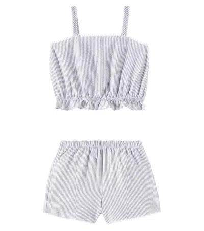 Il Gufo Kids' Cotton Top And Shorts Set In Grey