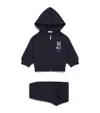 Il Gufo Cotton Zip-up Hoodie And Sweatpants Set In Blue