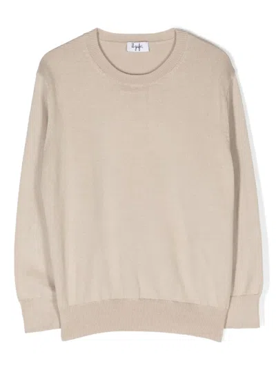 Il Gufo Kids' Crew-neck Cotton Jumper In Neutrals