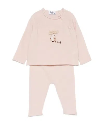 Il Gufo Crew Neck Sweater And Pants Set In Neutral