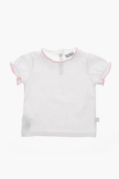 Il Gufo Crewneck T-shirt With Ruffle Sleeves In White