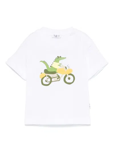 Il Gufo Babies' Crocodile-print T-shirt In White