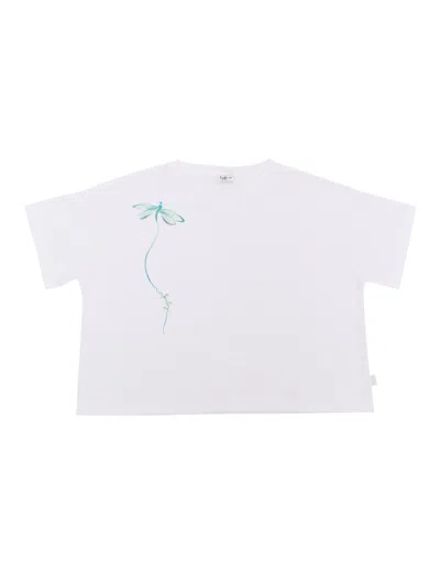 Il Gufo Kids' Cropped T-shirt With Print. In White