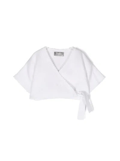 Il Gufo Cross Cardigan With Short Sleeves In White